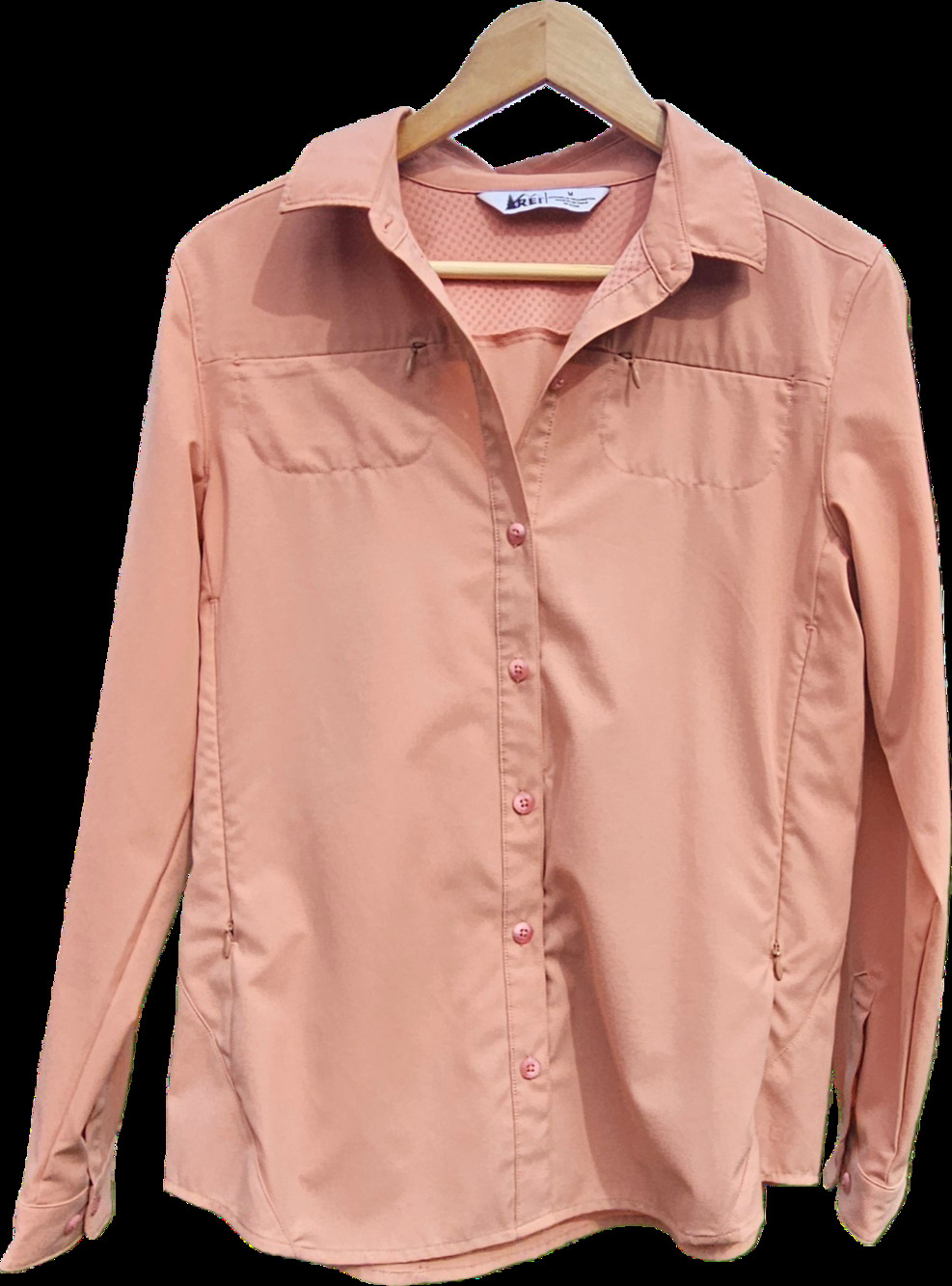REI Co-op Sahara Womens M Terracotta Long Sleeve Hiking Shirt Ripstop NWOT